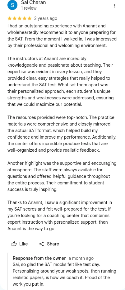 Sai Charan Google review