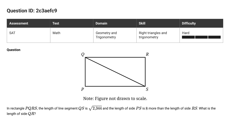 SAT Math question 4, ID 2c3aefc9