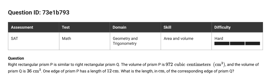 SAT Math question 16, ID 73e1b793