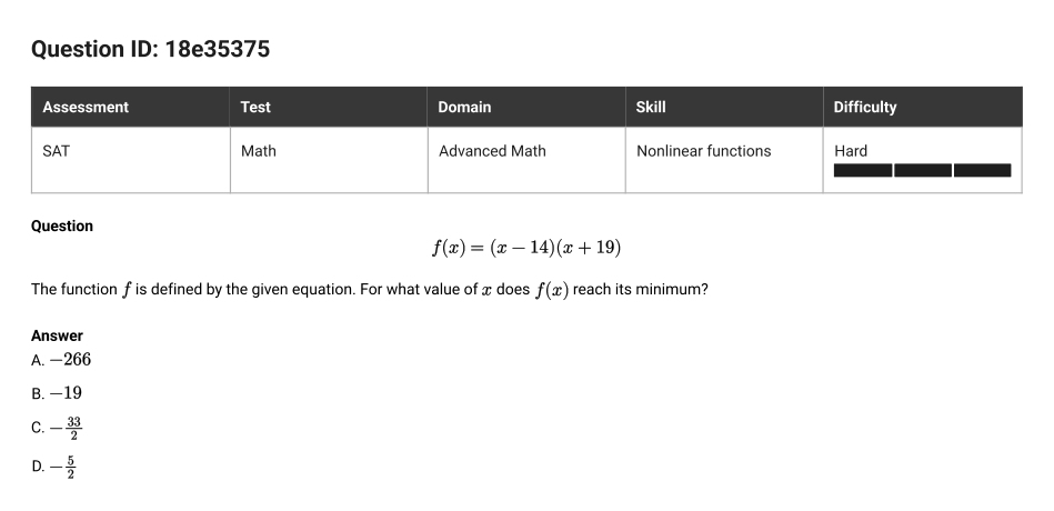 SAT Math question 27, ID 18e35375