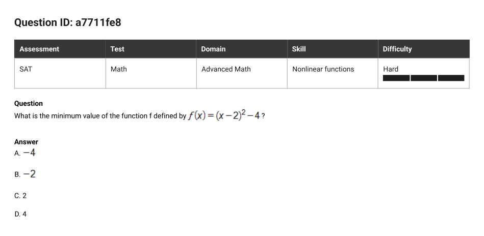 SAT Math question 29, ID a7711fe8
