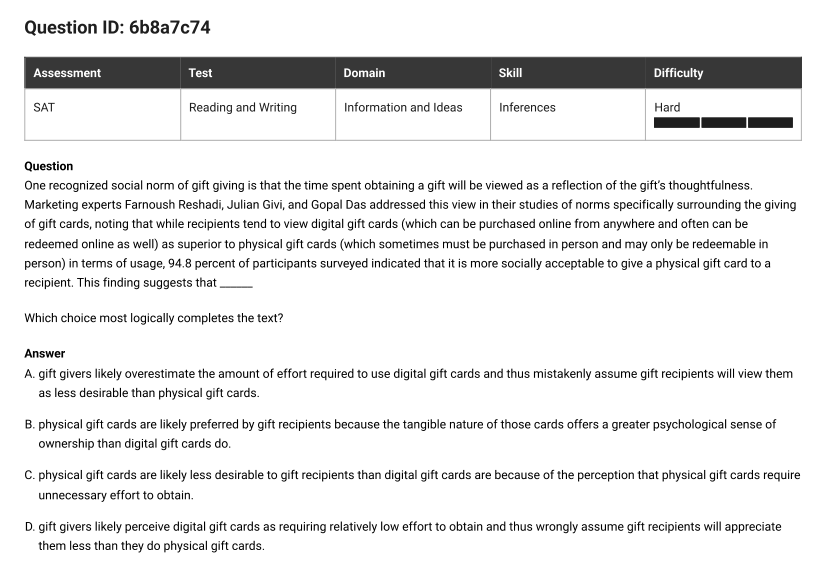 Question 16, source Question ID 6b8a7c74