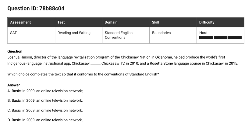 Question 21, source Question ID 78b88c04