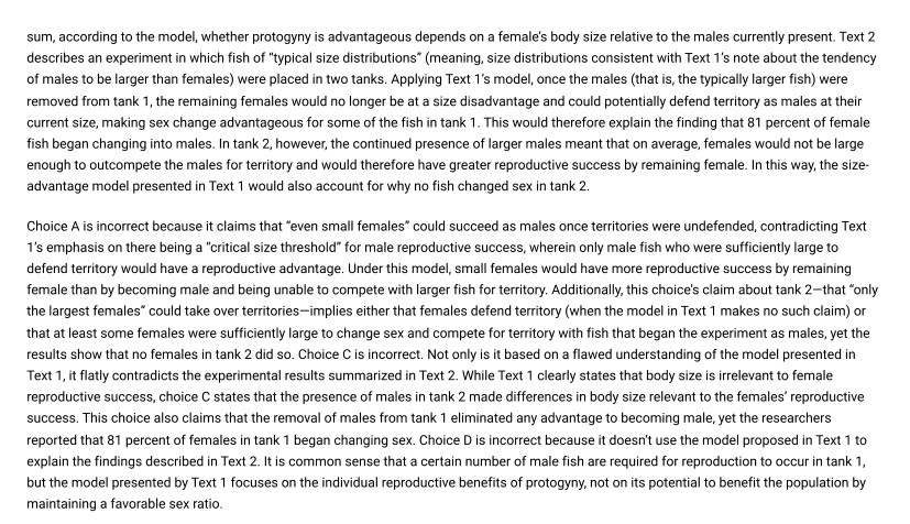 Official rationale for question 8