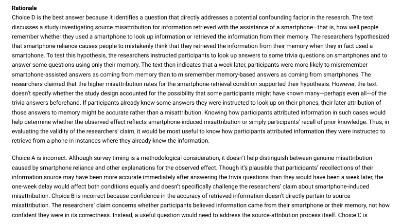 Official rationale for question 9
