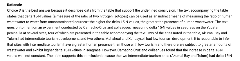 Official rationale for question 14