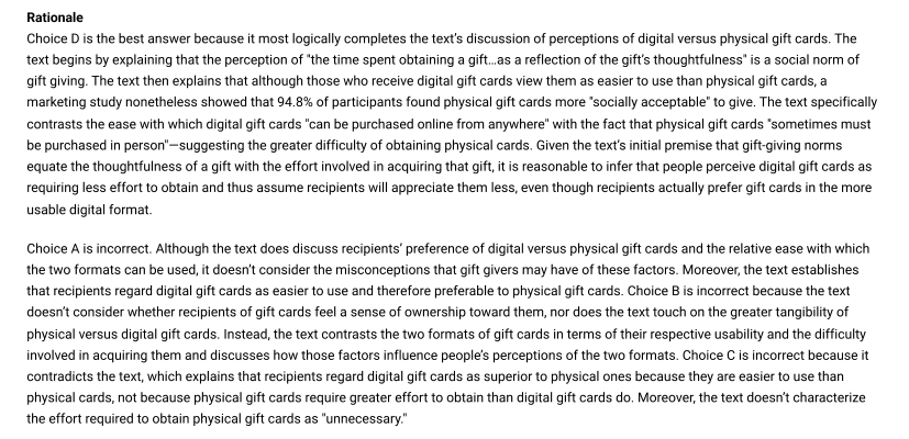 Official rationale for question 16