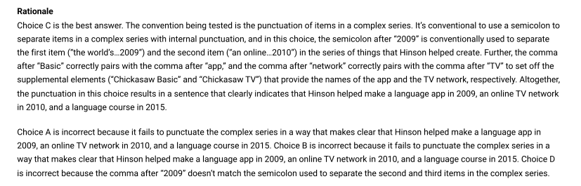 Official rationale for question 21