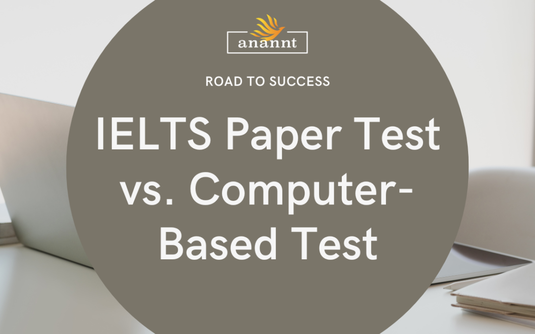"Infographic comparing IELTS Paper Test and Computer Test features, benefits, and drawbacks."